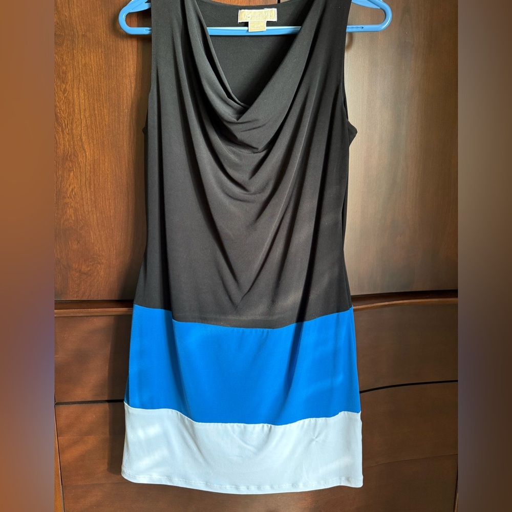 MICHAEL KORS COWL-NECK COLOR BLOCK DRESS